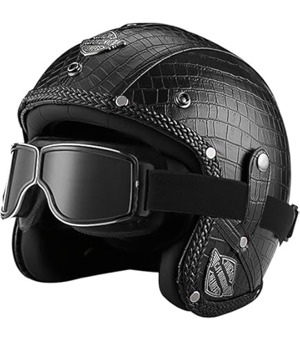 Casco Moto Jet Retrò Tedesco - Certificato ECE, Mezzo Casco Open Face Con Fibbia Sgancio Rapido | Uomo E Donna - Foto 7