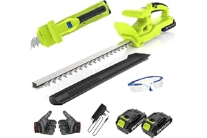 VOERJIA 20” Cordless Hedge Trimmers, 2 * 2000mAh Battery Hedge Trimmer, 21V Hedge Trimmer Cordless, 50cm Dual Action Blade, 750W Hedge Cutter For Garden、Shrubs And Border Plants