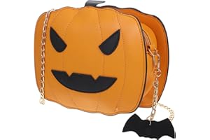 VALICLUD Pumpkin Crossbody Bag Halloween Devil Shoulder Bag PU Leather Handbag Trick or Treat Bag