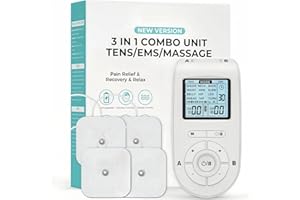 Tens Machine for Pain Relief, Padonco 3-in-1 Dual Channel EMS Muscle Stimulator Treatment Machine Full Body Pulse Massager with 40 Intensities for Relieving Back Neck Stress Sciatic Pain