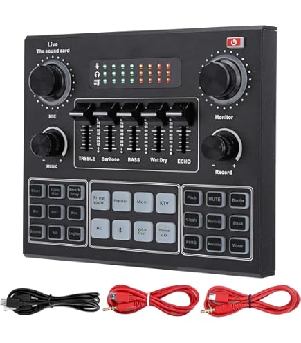 Externe Geluidskaart, Mixer Met Bluetooth-Interface, Een Geïntegreerde Mediaspeler, Voor Karaoke Studio-Opnamemicrofoon, Pc, Telefoon, Headset, Live-Opname, Voicechat Zangmicrofoons