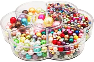 LECTNORE 1150 pezzi di perle di perle, perle di perle multicolori perle d'imitazione miste perle di perle di lucentezza per gioielli fai da te che fanno decorazioni per la casa (3/4/5/6/8/10/12 mm)…