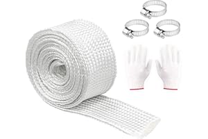 Taekooki Abgasschlauch, 150CM-25mm, Hitzeschutzschlauch Standheizung, mit 3 Clips, Bringen Sie EIN Paar Handschuhe，für Notstromaggregat Abgasrohr Fiberglass Sleeving