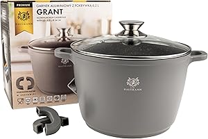 KARL HAUSMANN Pentola Antiaderente - 6 Litri - Ø 24 cm - Casseruola Induzione in Alluminio Pressofuso con Coperchio - Pentola per Tutti i Piani Cottura - Pentole Antiaderenti per Pasta - Pot - Tegame