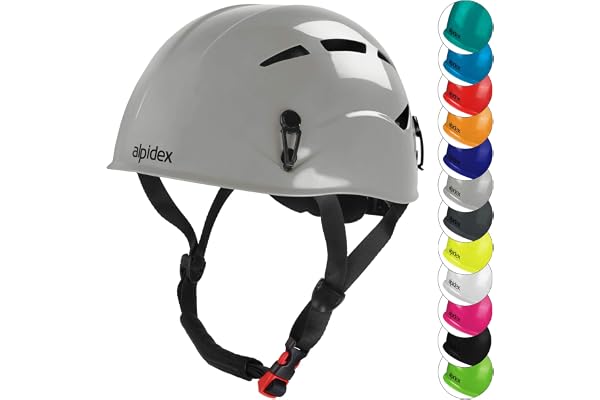 ALPIDEX Klätterhjälm EN 12492 Via Ferrata Ungdomar Vuxna Bergsklättring | Hårt Skal, Skyddshjälm, Ventilation, Pannlampa, Hakrem, Justerbar, Isklättring, Berg, Färger