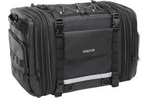 MOSISO Motorcycle Travel Luggage Bag, Motorcycle Tail Bag with Expandable Capacity 32L-48L, Motorbike Rear Seat Trunk Gear Duffle with Rain Cover&Shoulder Strap, Motorbike Storage Carry Duffle,Black