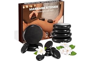 Ricyea Hot Stones zestaw do masażu, 14 sztuk, kamienie do masażu z bazaltu, gorące kamienie, nadają się do spa, terapii masażu, relaksu