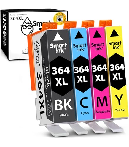 Lot De 4 Cartouches D'encre Compatibles HP 364XL - Pour Imprimantes HP Deskjet, Photosmart