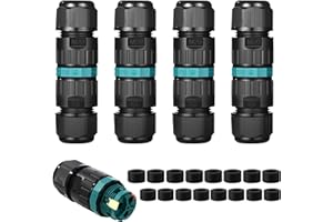 BUCOMTU 4 Pezzi Connettori Elettrici per Cavi Esterni IP68，Scatola di Giunzione Impermeabile Ø5-12 mm，Connettore Stagno Manicotto 3 Poli ，Ideale per giardini, spazi esterni, pavimenti e tetti(2 vie)