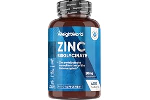 WEIGHTWORLD Zinc Tablets 50mg | 400 Tablets | 6+ Months Supply | Zinc Supplements for Men & Women - 2-a-Day | Travel-Friendly | No Artificial Flavours Added | Non-GMO, Vegan & Magnesium Stearate-Free