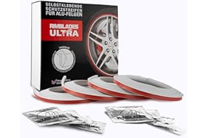 Aroba, RIMBLADES ULTRA, 2022, anneau de protection des jantes en aluminium, autocollant pour bords des jantes, styling pour jantes, protection pour rebord de la jante (blanc)