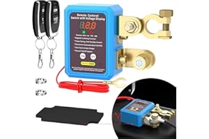 AULESSE Desconectador de Bateria Coche, 12V 240A Corta Corriente Bateria Coche con Pantalla LED Digital Voltímetro, Interruptor de Desconexión Automática Para Coche con 2 Telecontrol