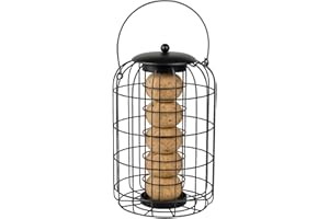 Meisenknödelhalter – Olov Schwarz – 27 cm – Für Meisenknödel – Metallpulverbeschichtet – Schutzkorb – Flamingo