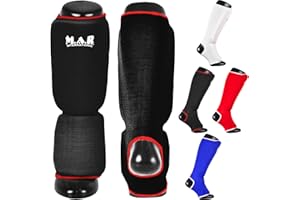 MAR INTERNATIONAL MAR | Elasticated Shin and Instep Guards for Martial Arts, Karate, Kickboxing, Muay Thai, Slip-On Shin Pads, Training Shin Guard, MMA Foot Protector Training Leg Guards, BJJ, Taekwondo (4 Colours)