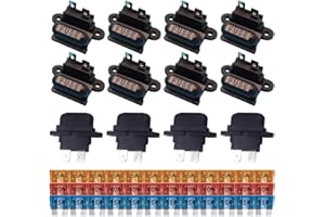 GTIWUNG 12 Stück Auto ATC Blade Standard Sicherungshalter mit Abdeckung Schwarz, KFZ-Sicherungshalter Gehäuse für Auto Boot LKW SUV + 36 Stück 5A 10A 15A Standardsicherun