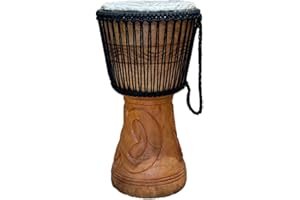 AFRICAN MUSICAL INSTRUMENTS AMI 11-Inch Authentic Professional Djembe Drum with Beautiful Hand Carvings - Comes With Half-Price Handmade Drum Bag