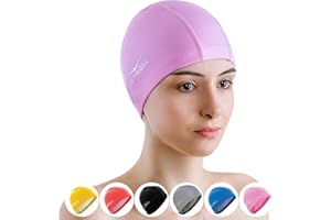 AqtivAqua Gorro Piscina, Gorro de Natación para Adultos y Niños — Suave y Elástico de Spandex con Revestimiento Protector — Ideal para Uso en Piscinas