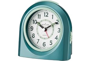 Atrium Budzik dziecięcy dla chłopców i dziewczynek, analogowy, kwarcowy, bez tykania, ze światłem i drzemką, turkusowy, jasnoniebieski, A921-35