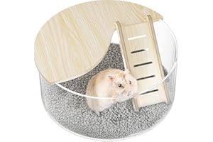BUCATSTATE Pojemnik do kąpieli z piaskiem dla chomika - akrylowy prysznic i koparka kuweta dla myszy, myszoskoczków lemoniących (kształt koła)