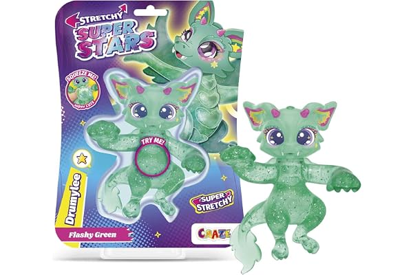 CRAZE Superstars Stretchy Drumylee - Figurine d'action Super élastique Remplissage Slime Enfant, Figurine Extensible à Collectionner, Jumbo