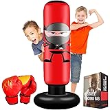 FOYOCER Sacco da Boxe per Bambini con Guantoni da Boxe 160 cm Ninja Boxe per Bambini 3-12 con Rimbalzo Immediato per Praticar