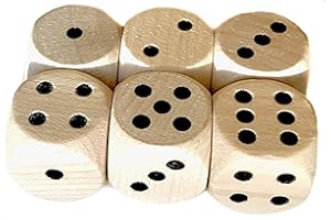 Spieltz Cubo per occhi in legno extra grande (20 mm), ad esempio per giochi XL, per bambini piccoli, per anziani. Molti colori (6 cubi, naturale)