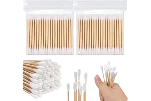 AGOGUE 200 sztuk patyczków bawełnianych do uszu, pałeczki do uszu, podwójna główka, do czyszczenia uszu, biżuterii i makijażu
