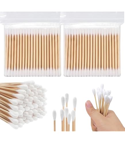 200 Cotons-tiges Double Tête - Longueur 7.5 Cm, Blancs - Pour Soins, Maquillage, Nettoyage - Lot Familial