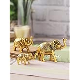 CraftVatika Set of 3 Metal Trunk Up Elephant Family Statue Showpiece Figurine -Fengshui Vastu Lucky - Decorative Items for Ho
