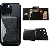 Wallet with MagSafe Compatible with iPhone Vegan Leather Strong Mictanis Card Holder with 6 Card Chambers (Black)