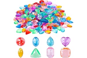 LERELIN Gemstones for Kids, 50 Pieces Toy Gems, Pirate Treasure Fake Acrylic Gems, Multicolor Bling Plastic Gems for Summer Beach Underwater Swimming Birthday Swimming Pool Party Decorations