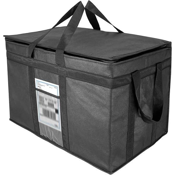 Grand Sac Isotherme QWORK 58x35x38 Cm | Garde Au Chaud/froid 4h | Capacité 25 Kg | Polyester Isolé | Pour Courses, Pique-nique, Livraison