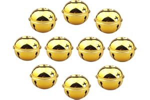 HUASUN 10 Campanas de Navidad Decoración Cascabeles de Colores para Boda Fiesta Cumpleaños de Adornos Navideños 5cm (Dorado)