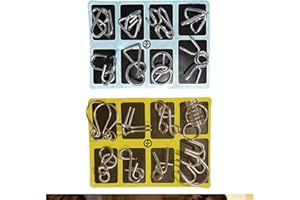 ZFFKZ Ensemble de jeux de réflexion en métal 16 pièces, casse-tête IQ pour jeux de réflexion pour adultes et enfants à partir de 6 ans, jeux de patience, jeux d'habileté avec cartes de solutions