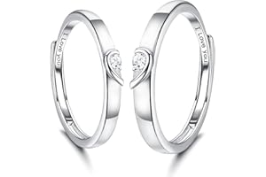 KALVICA Coppia di Anelli in Argento Sterling 925 con Zirconi Regolabile Fedine Fidanzamento Coppia Anelli con Incisione I Love You Fedine Sposa Confezione per Donna Uomo