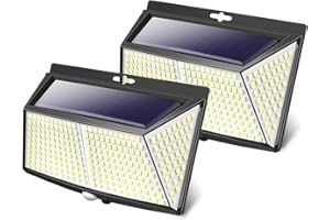 LOTMOS [Lot de 2] 308LED Lampe Solaire Exterieur, Lumiere Solaire Exterieur avec Detecteur de Mouvement 3 Modes Eclairage Exterieur Solaire Spot Projecteur Sans Fil pour Jardin,Terrasse,Garage