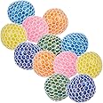 Mozlly Multi-Colored Mesh Balls Squeezy Bead Soft & Gooey Stress, Anxiety, Tension Reliever Hand Muscle Therapy Bouncy Squishy Stressball Sensory Toy Party Favor Game Prizes- 2.75", Assorted 6pcs/Set