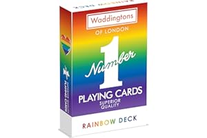 Waddingtons Number 1 Rainbow Playing Card Game, brighten your favourite games including Snap and Poker with this deck, perfect travel companion, gift and toy for boys, girls and adults Aged 6 plus