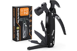 Shefor Multitool, 12 en 1 Outil Multifonction, Métal, Cadeau Homme, Cadeau Fête des Pères, Camping Accessoires, Gadget Insolite Utile