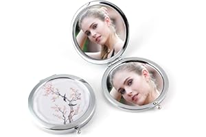 ‎COMEHOME Tragbarer Taschenspiegel Klappbar Runder Kleiner Taschenspiegel Kinder Handspiegel Klein, Kompaktspiegel Doppelseitiger mit 1X/3X Vergrößerung Schminkspiegel Kompakt Klappspiegel (Pflaumenbaum)