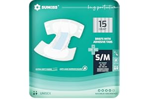 SUNKISS TrustPlus Pañales Incontinencia para Adultos, Bragas Absorbentes con Ddhesivos para Ancianos, Hombres y Mujeres, Unisex, Máxima absorción, Protección Contra Fugas, Talla S/M, 15 Unidades