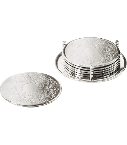 VGOL Lot De 6 Sous-Verres Verre Miroir Rond 4 Pouces - Décoration Table Antidérapante