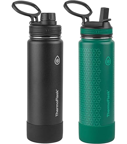 Thermoflask Confezione Da 2 Bottiglie In Acciaio Inox 1184 Ml - Isolamento A Doppia Parete, Senza BPA, A Prova Di Perdite - Colore Grigio Ghiaccio/Azzurro
