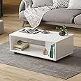 Wakefit Coffee Table | 1 Year Warranty | Center Table, Tea Table, Center Table for Living Room, Coffee Table for Living Room, Engineered Wood (Leonis - Frosty White)