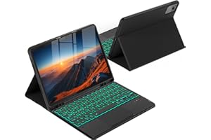 ‎CACOE CACOE Tastatur Hülle für Lenovo Idea Tab 2025 11 Zoll (TB-336ZU TB-336FU) mit Touchpad, 7-Farbige Hintergrund Beleuchtung, Abnehmbare Kabellose [QWERTZ] Tastatur Hülle mit Stützfunktion, Schwarz