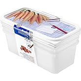Rotho Domino Set di 3 Vasetti per Congelatore con Motivo Scrivibile sul Coperchio, Plastica (PP) senza BPA, Bianco, 3 x 1.2 L