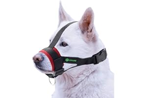 ILEPARK Bozal Suave para Perros Nylon Grandes Pequeños Medianos, Previene Mordidas, Ladridos y Que Mastiquen, Bozal Lazo Ajustable(XL,Rojo)