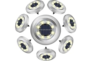 ZFITEI 8 Pack Solar Ground Lights Outdoor,8 LED Solar Garden Lights with 600mAh Battery & 8H Runtime for Lawn,Pathway（Warm White ）