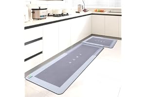 2 PCS Cushioned Kitchen Rugs and Mats Set – Non-Slip, Easy Clean, Washable Natural Rubber Floor Runners for Kitchen, Sink, Laundry– Durable & Stylish with an affordable price. Size 40x60 + 40x120cm.