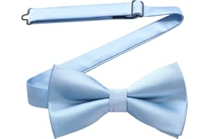 HISDERN Papillon Uomo con Gancio già Annodato e Regolabile Cravatta a Farfalla in Tinta Unita per Adulto Pre-legati Farfallino da Smoking